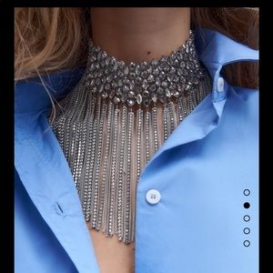 Fringed jewel choker necklace